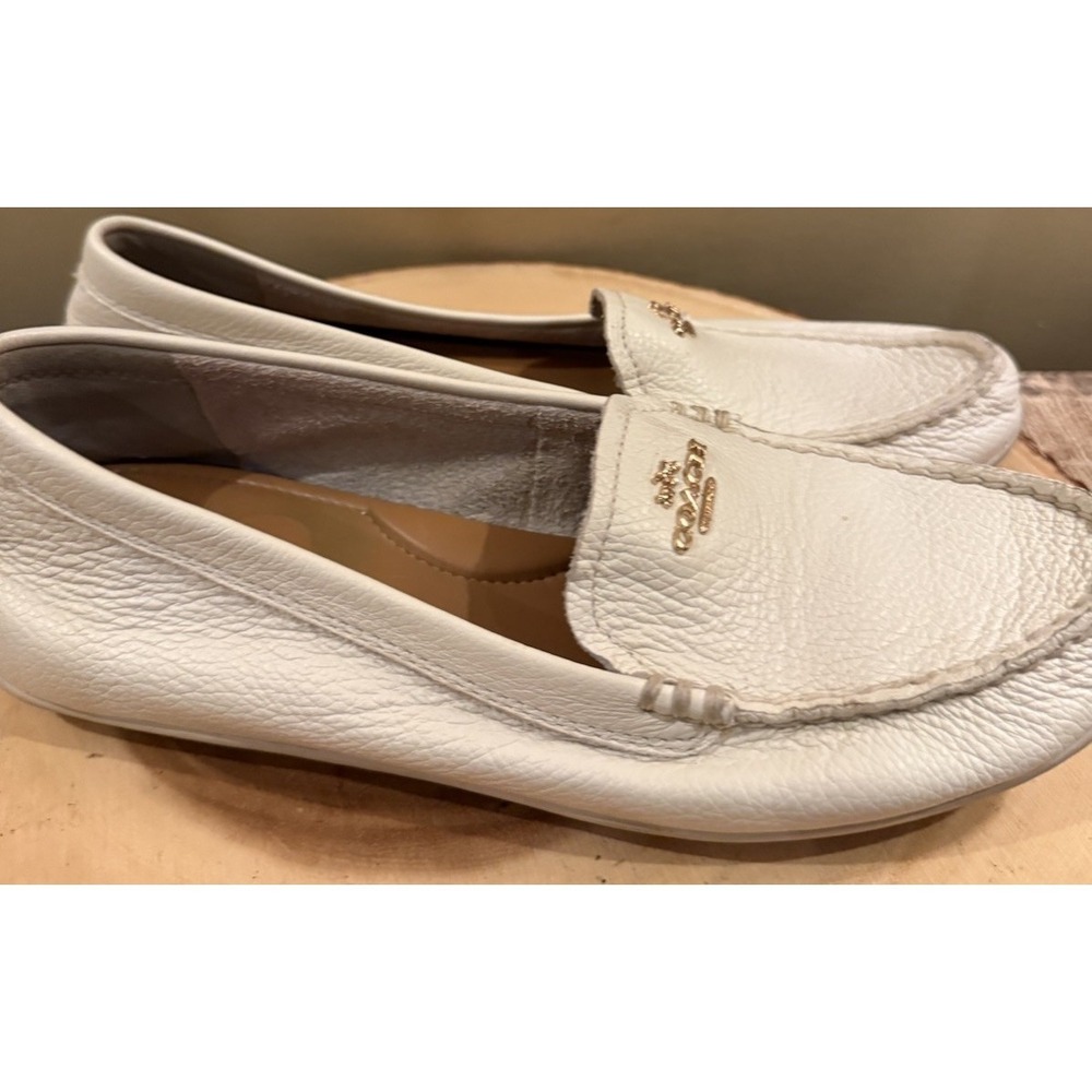 Coach Mary Lock Up Driving Mocs Shoe Loafer White Bone 8.5‎ B Slip-On Leather - Picture 3 of 11